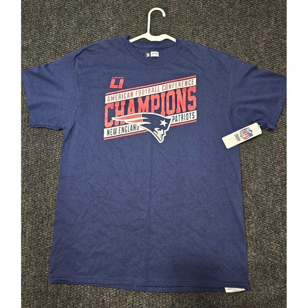 NFL New England Patriots T-Shirt Navy Blue Large Team Apparel Football Shirt NWT